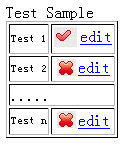 展示动态创建的简单表格（带有两列和编辑链接）的屏幕快照