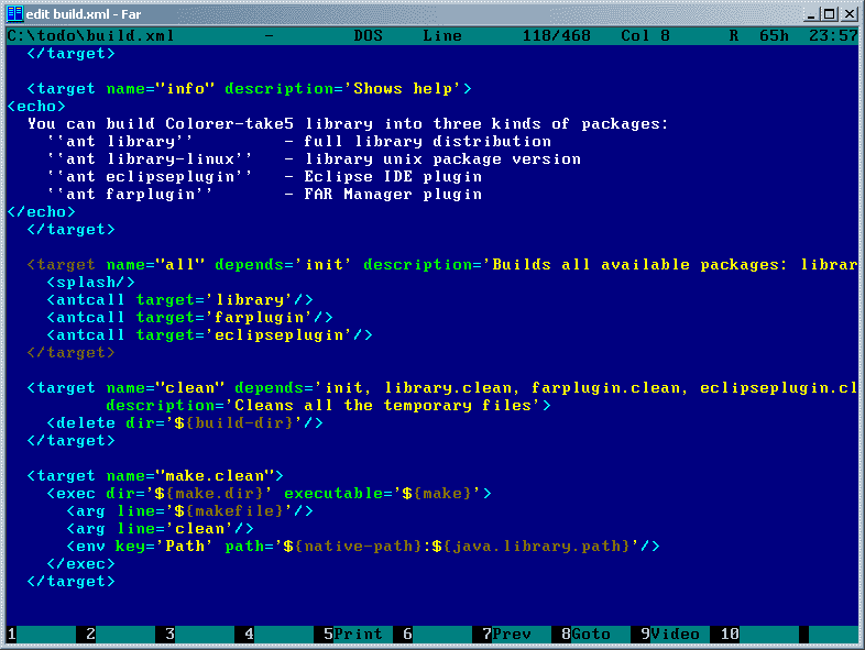 Библиотеки linux. Редактор n++. Far colorer. Ant библиотека для java html файл.