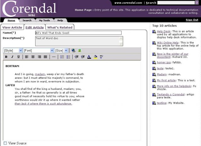 Corendal Wiki的类似软件 - WIKI系统 - 开源中国
