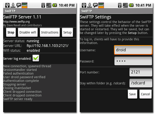 Android上的FTP服务器 SwiFTP