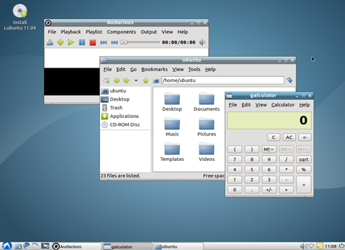 Lubuntu 11.04 Alpha 2 desktop