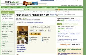图为TripAdvisor的四季酒店页面 图为TripAdvisor的四季酒店页面